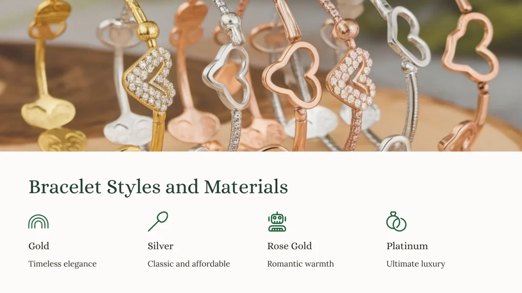 Shop Personalized Heart Bracelets | High-End Custom Packaging Solutions - 3 Bracelet Styles and Materials