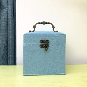 Vintage Blue Jewelry Box: Azure Antiquity, Where Jewels Find Their Vintage Dreamland - blue vintage jewelry box 1 (1)