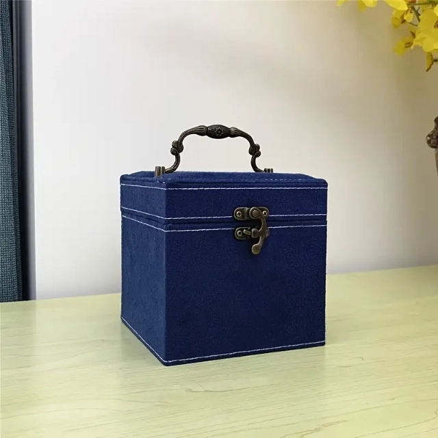 Vintage Blue Jewelry Box: Azure Antiquity, Where Jewels Find Their Vintage Dreamland - blue vintage jewelry box 4 (1)