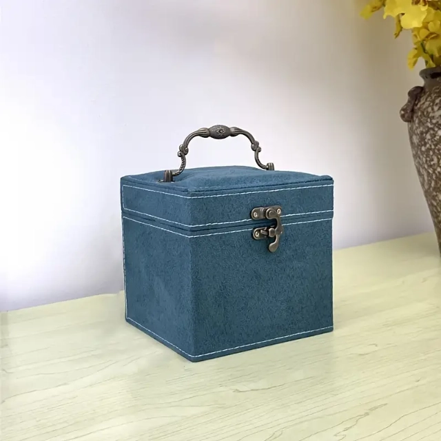 Vintage Blue Jewelry Box: Azure Antiquity, Where Jewels Find Their Vintage Dreamland - blue vintage jewelry box 5 (1)