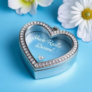 Exquisite Heart Shaped Box Encrusted with Swarovski Crystals - A Lavish Token of Endless Love - heart box shape 3