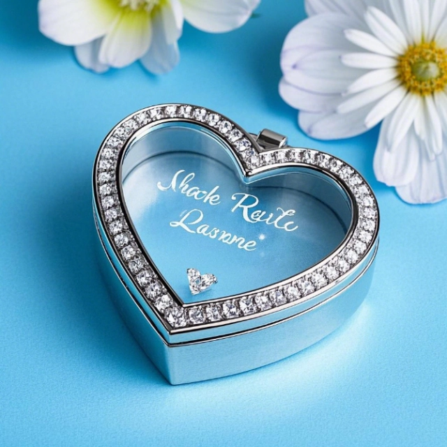 Exquisite Heart Shaped Box Encrusted with Swarovski Crystals - A Lavish Token of Endless Love - heart box shape 3