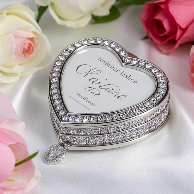 Exquisite Heart Shaped Box Encrusted with Swarovski Crystals - A Lavish Token of Endless Love - heart box shape 4