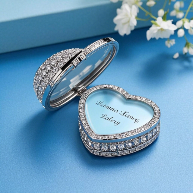 Exquisite Heart Shaped Box Encrusted with Swarovski Crystals - A Lavish Token of Endless Love - heart box shape 5
