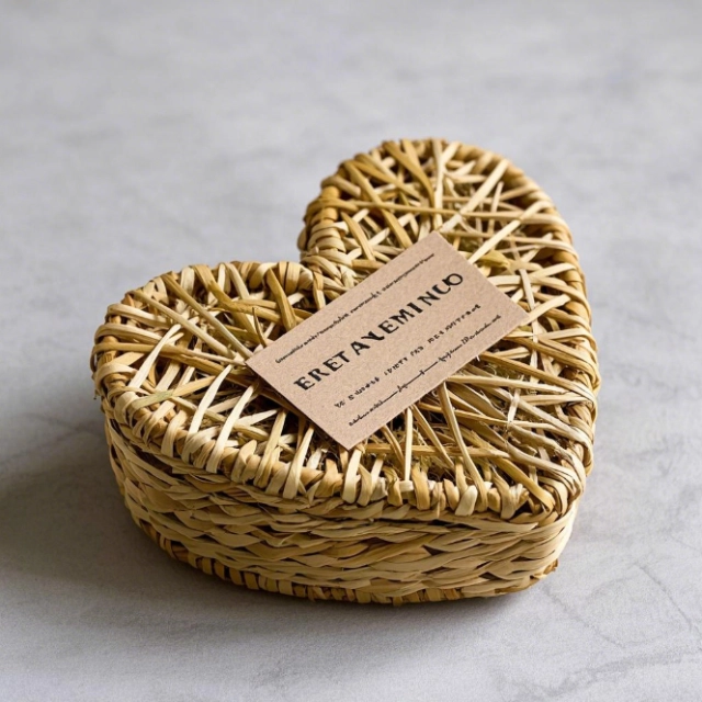 Charming Handmade Heart Box Woven from Natural Seagrass and Decorated with Dried Flowers - heart boxes 4