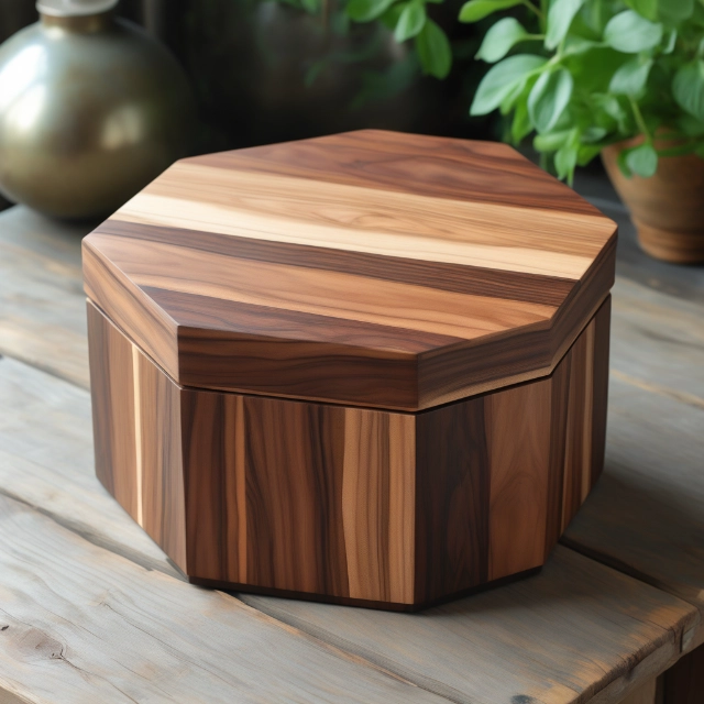 Sturdy Hexagonal Wooden Gift Box - Timeless and Durable Keepsake Container - hexagon wooden box 1
