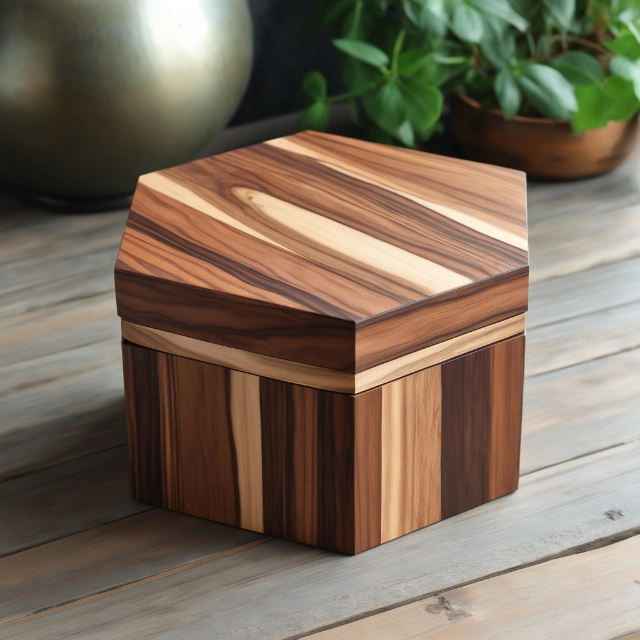 Sturdy Hexagonal Wooden Gift Box - Timeless and Durable Keepsake Container - hexagon wooden box 3