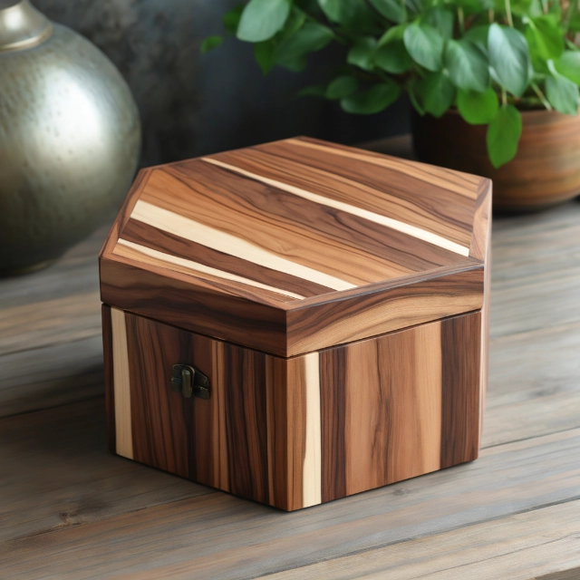 Sturdy Hexagonal Wooden Gift Box - Timeless and Durable Keepsake Container - hexagon wooden box 4