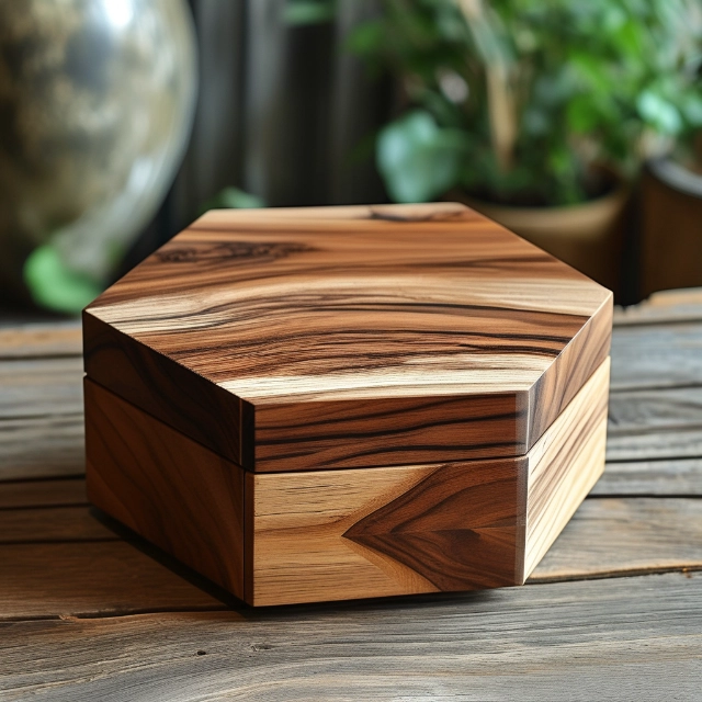 Sturdy Hexagonal Wooden Gift Box - Timeless and Durable Keepsake Container - hexagon wooden box 5