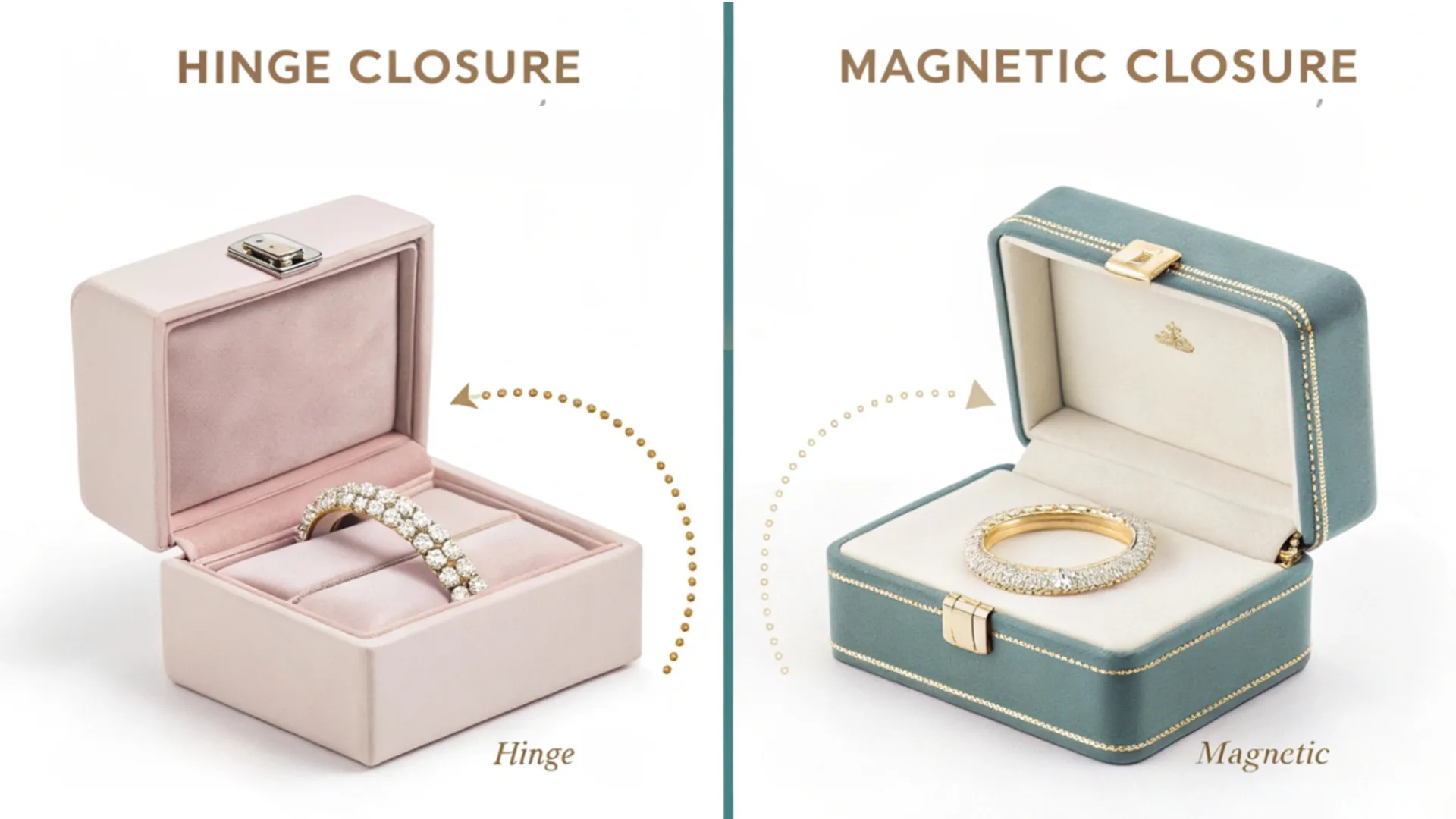 Magnetic Closures vs. Classic Hinged Closures: Which is Ideal for Susan Shaw Jewelry Packaging? - hinge vs magnetic