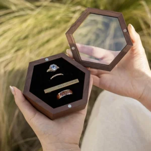 Hexagon Jewelry Box - A Beautiful and Functional Home for Your Precious Gems - velvet lined wood hexagon box 3