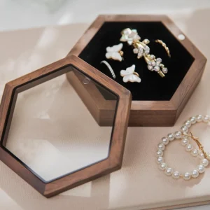 Hexagon Jewelry Box - A Beautiful and Functional Home for Your Precious Gems - velvet lined wood hexagon box 4