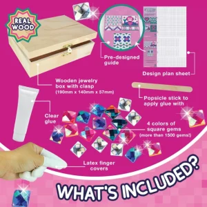 جعبه جواهرات ویکتوریایی زیبا | تزئین شده با توری | برای ذخیره جواهرات جذاب - کیت جعبه جواهرات Sparkly Girls DIY 1