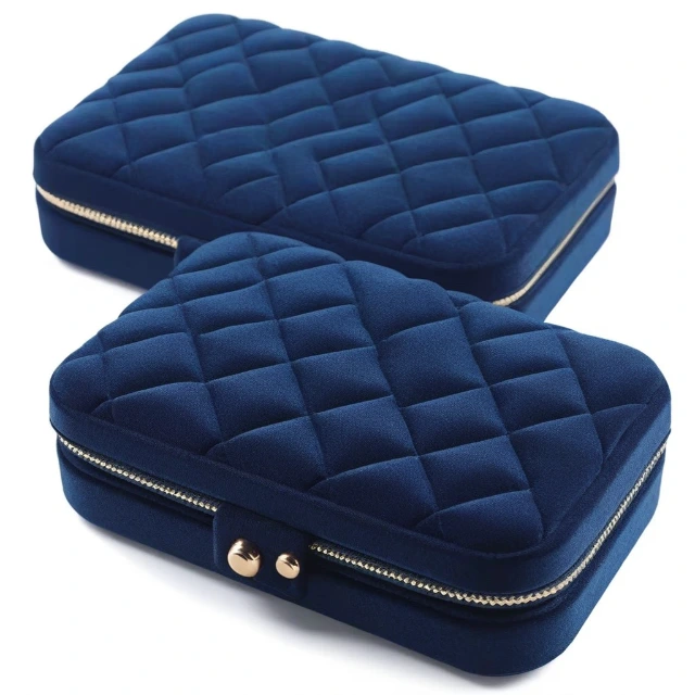 Luxurious Velvet Quilted Jewelry Cases | Made of Thick Velvet with Delicate Compartments - Embroidered Quilted Boxes9