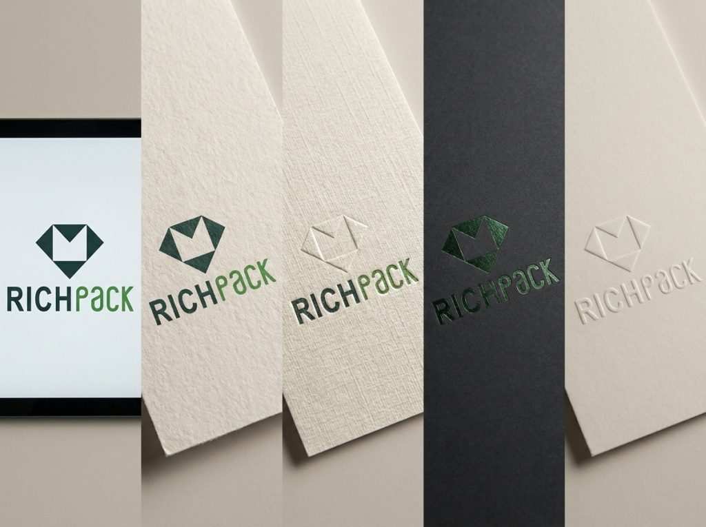Custom gift box logo comparison across paper, textured wrap, foil, and soft-touch finish.