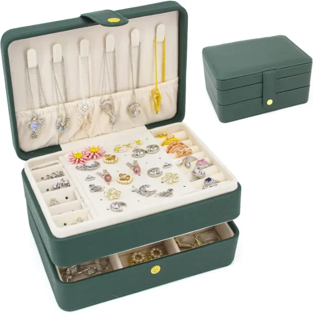 Premium-Quality Drawer-Style Jewelry Boxes I Featuring Customizable Exteriors & Soft Linings - Portable Leather Jewelry 006