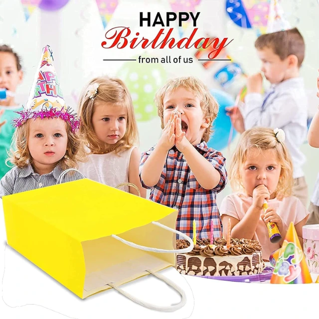 Joyful Yellow Goodie Bags | Made of Thin Paper With Twisted Handles for Joy-Spreading Gift-Carrying - Yellow Goodie Bags2