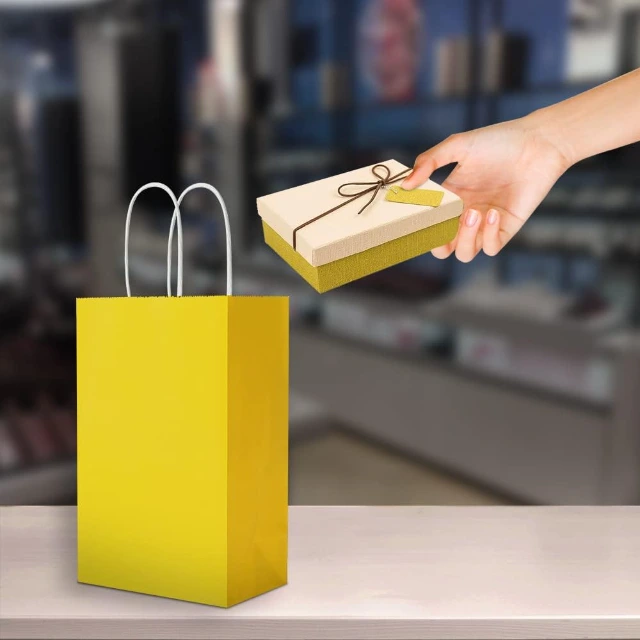 Joyful Yellow Goodie Bags | Made of Thin Paper With Twisted Handles for Joy-Spreading Gift-Carrying - Yellow Goodie Bags3