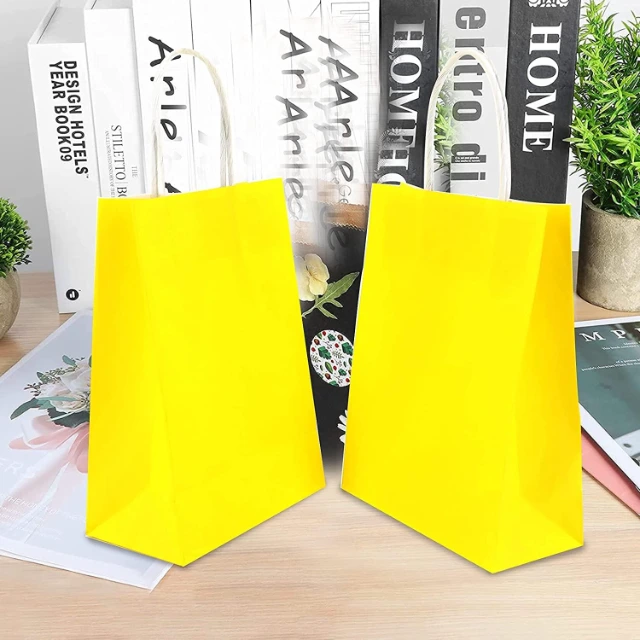 Joyful Yellow Goodie Bags | Made of Thin Paper With Twisted Handles for Joy-Spreading Gift-Carrying - Yellow Goodie Bags4