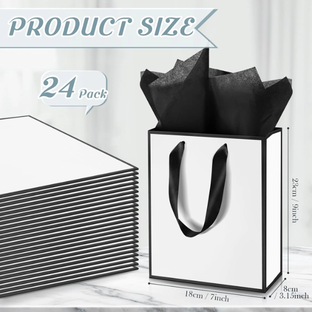Black & White Gift Bags - Classic, Sturdy丨Present Gifts Sleekly for Any Occasion - black and white gift bags2