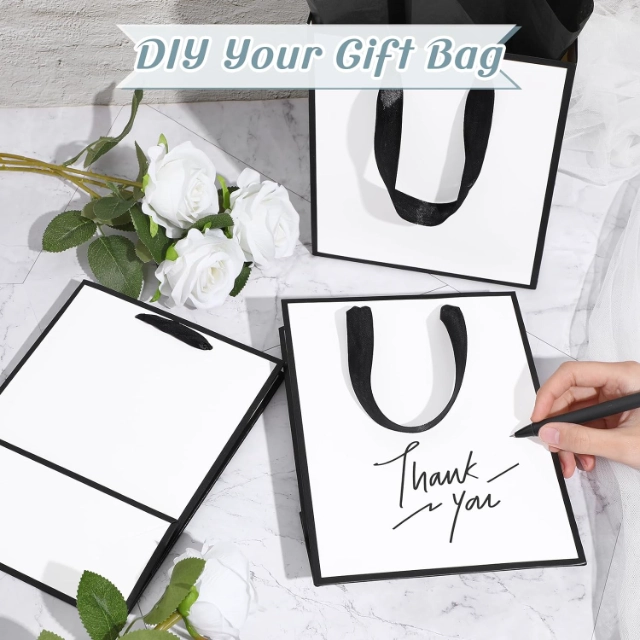 Black & White Gift Bags - Classic, Sturdy丨Present Gifts Sleekly for Any Occasion - black and white gift bags4