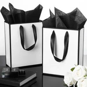 Black & White Gift Bags - Classic, Sturdy丨Present Gifts Sleekly for Any Occasion - black and white gift bags5
