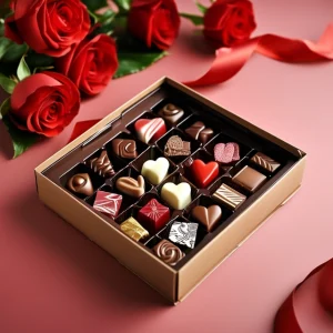 Chocolate Box for V-Day - Decadent Chocolates in Sumptuous Case, Perfect Valentine's Indulgence - chocolate box for valentine's day 2