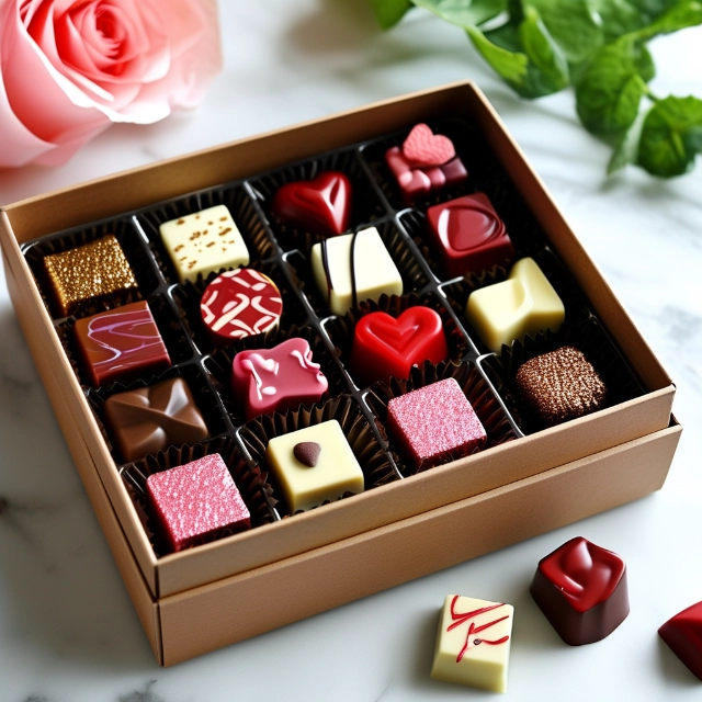 Chocolate Box for V-Day - Decadent Chocolates in Sumptuous Case, Perfect Valentine's Indulgence - chocolate box for valentine's day 4