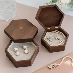 Delicate Wooden Trinket Box - Charming & Compact, Ideal for Treasuring Tiny Treasures - hexagon jewelry box 1