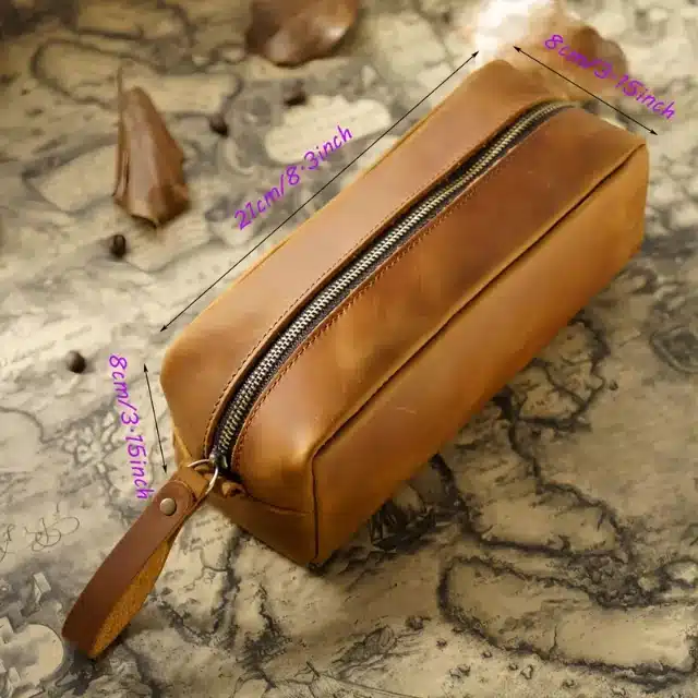 Leather Zipper Pouches for Luxury Item Storage | Customizable Embossing | Perfect for Jewelry - leather zipper pouch10