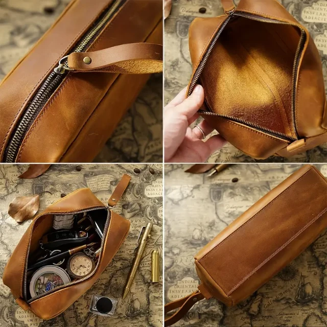 Elegant Leather Zipper Pouches | Made of High-Quality Leather With Smooth Zippers - leather zipper pouch9