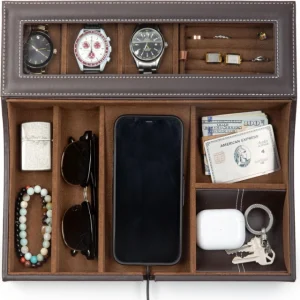 Men's Leather Jewelry Box - A Stylish Organizer for Men, Merging Fashion with Practical Storage - mens jewelry box leather