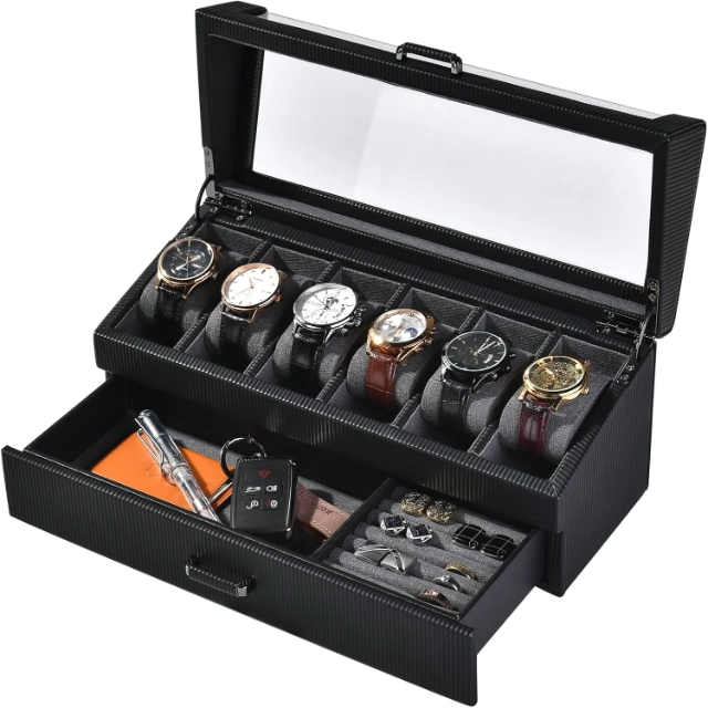 Men's Leather Jewelry Box - A Stylish Organizer for Men, Merging Fashion with Practical Storage - personalized leather watch box1