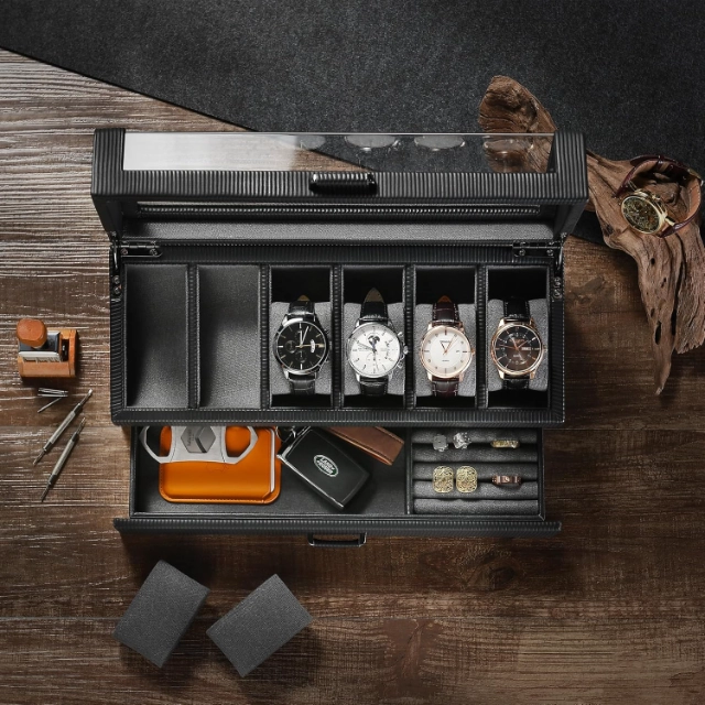 Men's Leather Jewelry Box - A Stylish Organizer for Men, Merging Fashion with Practical Storage - personalized leather watch box2