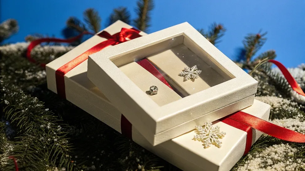 winter holiday packaging for jewel