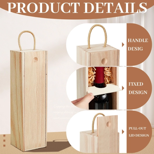 Elegant Wooden Wine Box - Premium for Vintages, Perfect for Wine Lovers - wooden wine box3