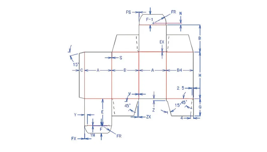 die cutting template for paper box