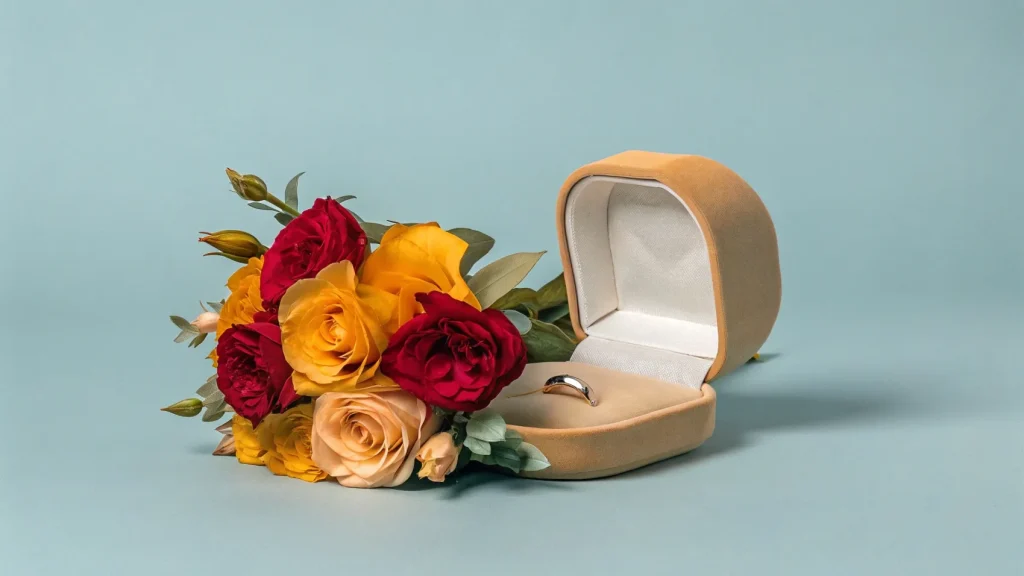 Unwrapping the Essence: A Comprehensive Exploration of Luxury Packaging - ring box besides flower background