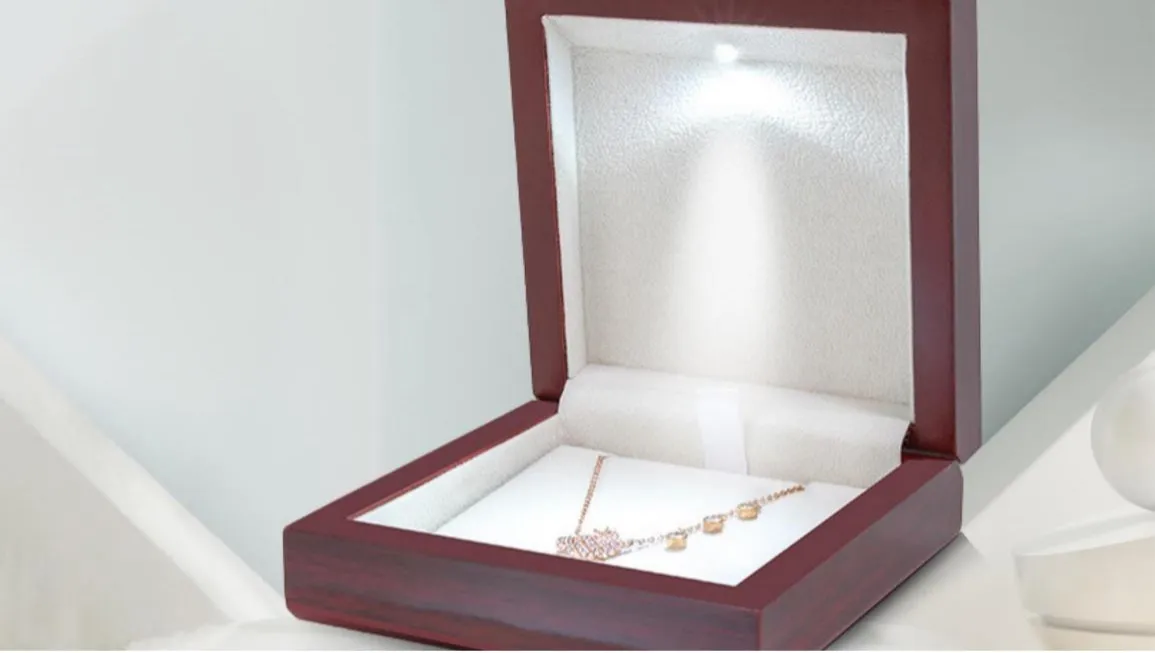 led wood necklace box