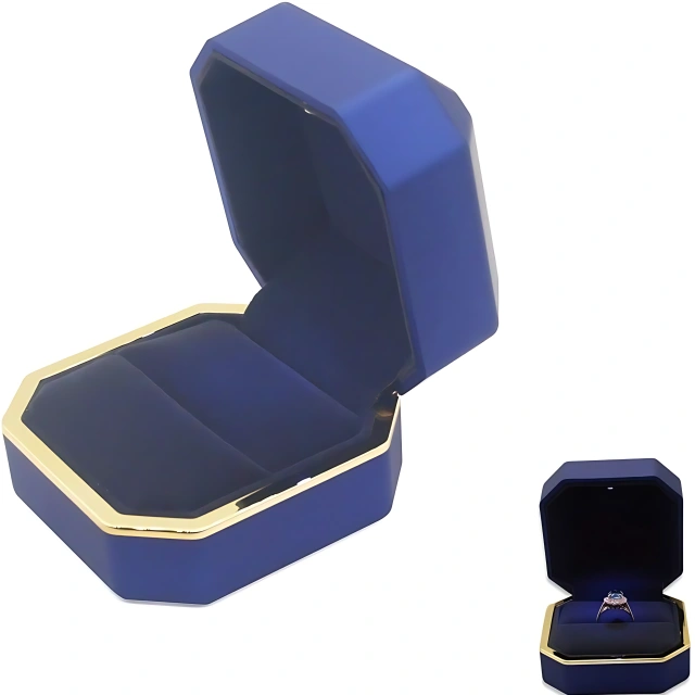 Elegant Octagonal Purple Gold Jewelry Packaging with LED Light - Preserve and Present with Flair - purple gold jewelry box 7 upscayl 4x upscayl lite 4x