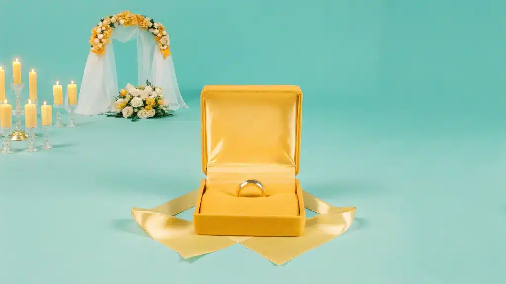 How to Create Elegant Packaging for Wedding Jewelry - ring jewelry box in a wedding pi