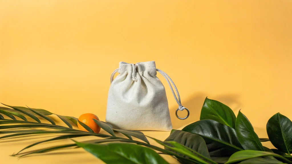 white natural cotton linen pouch