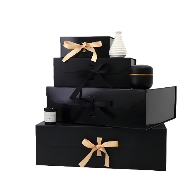 Black box with lid for jewelry | Matte black rigid packaging box with lid | Custom sizes and bulk orders at Richpack - black box with lid 5