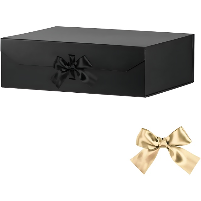 Black box with lid for jewelry | Matte black rigid packaging box with lid | Custom sizes and bulk orders at Richpack - black box with lid