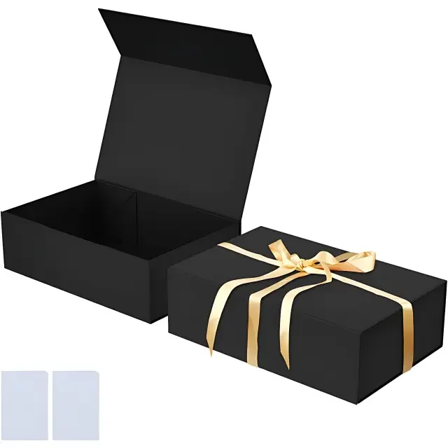 Big Black Gift Box with Foldable Lid – Oversized Rigid Packaging for Products & Gifts | Richpack - black gift 2