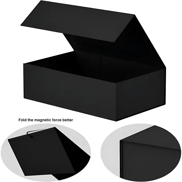 Big Black Gift Box with Foldable Lid – Oversized Rigid Packaging for Products & Gifts | Richpack - black gift 5