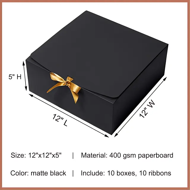 Big Black Gift Box with Foldable Lid – Oversized Rigid Packaging for Products & Gifts | Richpack - black gift box with lids 2