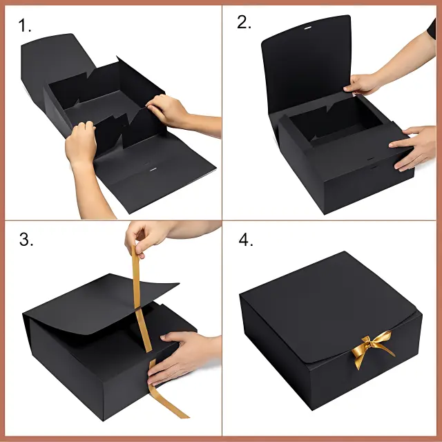 Big Black Gift Box with Foldable Lid – Oversized Rigid Packaging for Products & Gifts | Richpack - black gift box with lids 5