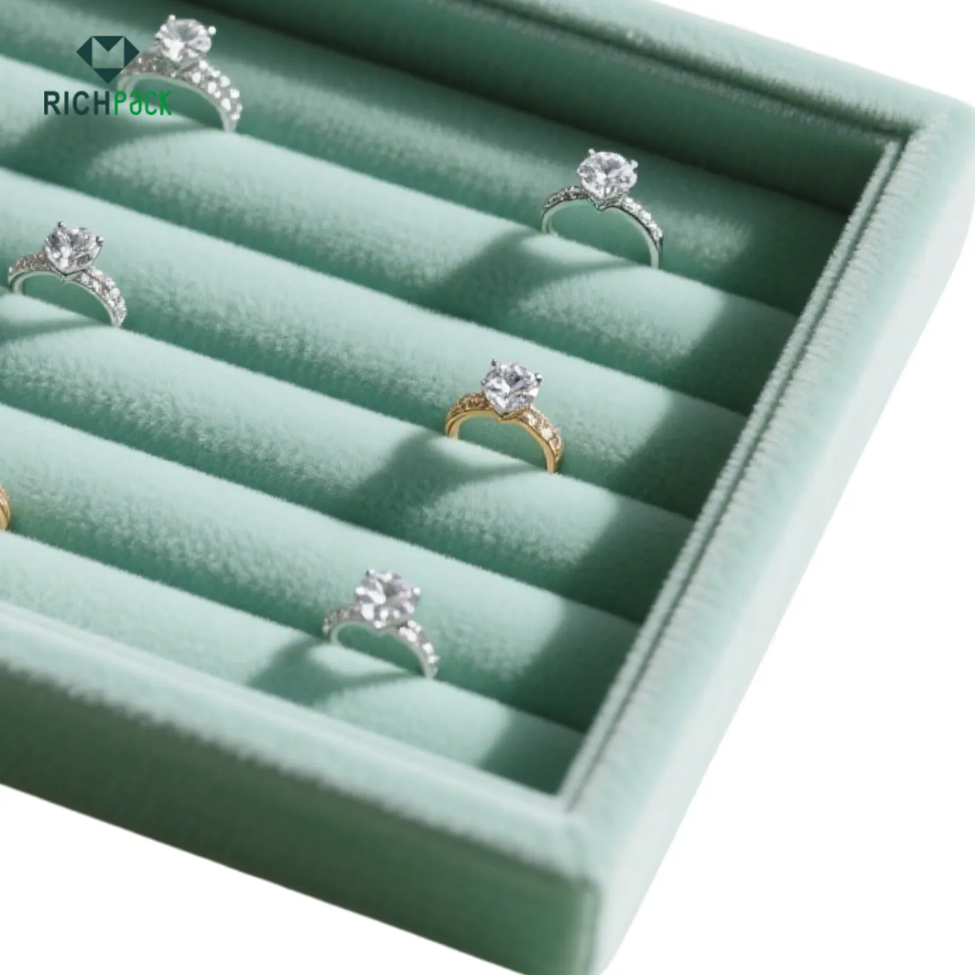 green jewelry tray velvet lining 001