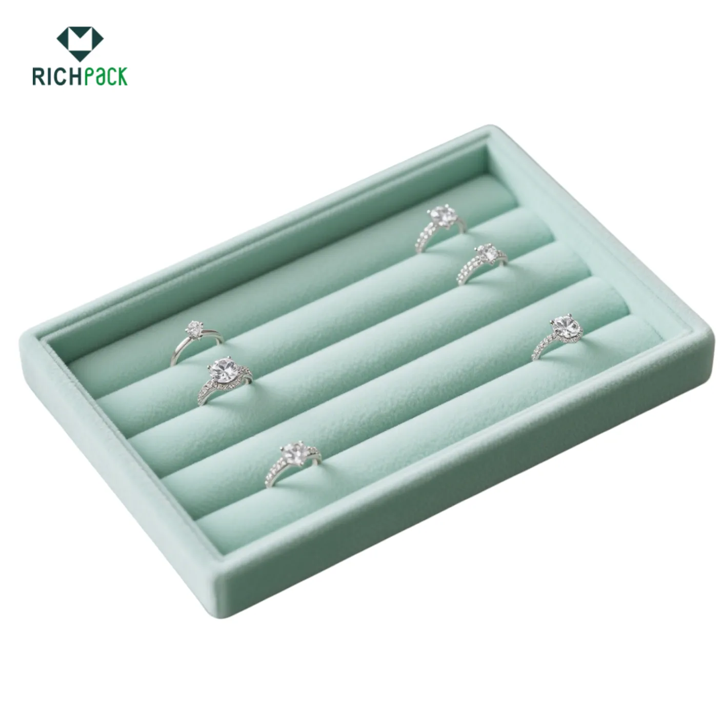 green jewelry tray velvet lining 005